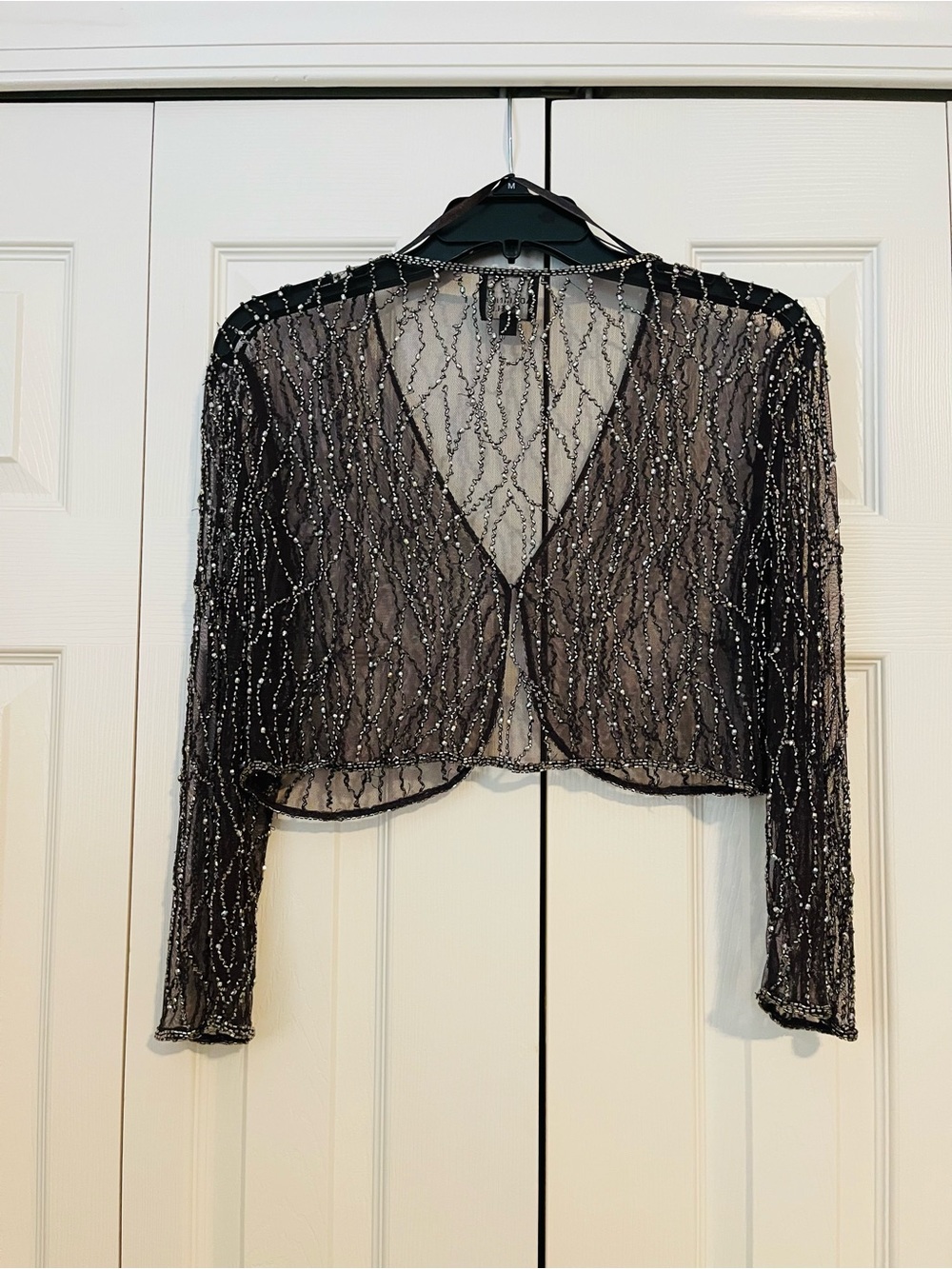 Adrianna Papell Dark Grey Beaded Bulero Jacket